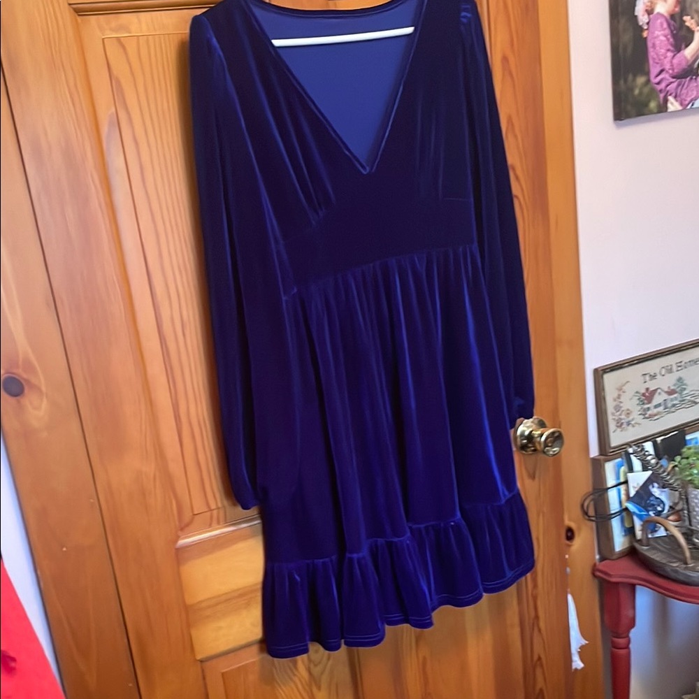 Chic Royal Blue Velvet Dress